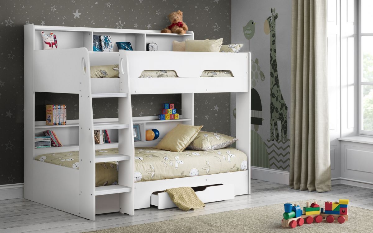 Orion Single White Bunk Bed With Storage