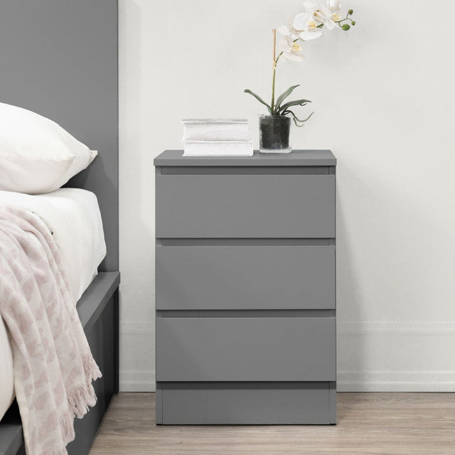 Oslo 3 Drawer Bedside Table - Birlea