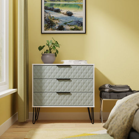 Harlequin 3 Drawer Chest with Black Hairpin Legs
