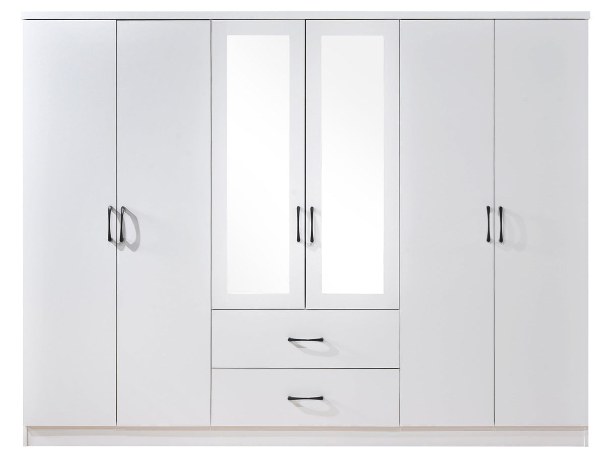 Paddington 6 Door 2 Drawer Mirrored Wardrobe - Swish Furniture