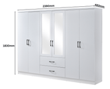 Paddington 6 Door 2 Drawer Mirrored Wardrobe - Swish Furniture