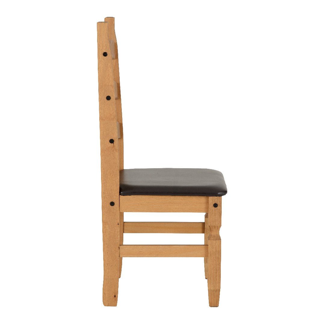 Pair of Corona Faux Leather Dining Chairs - Seconique