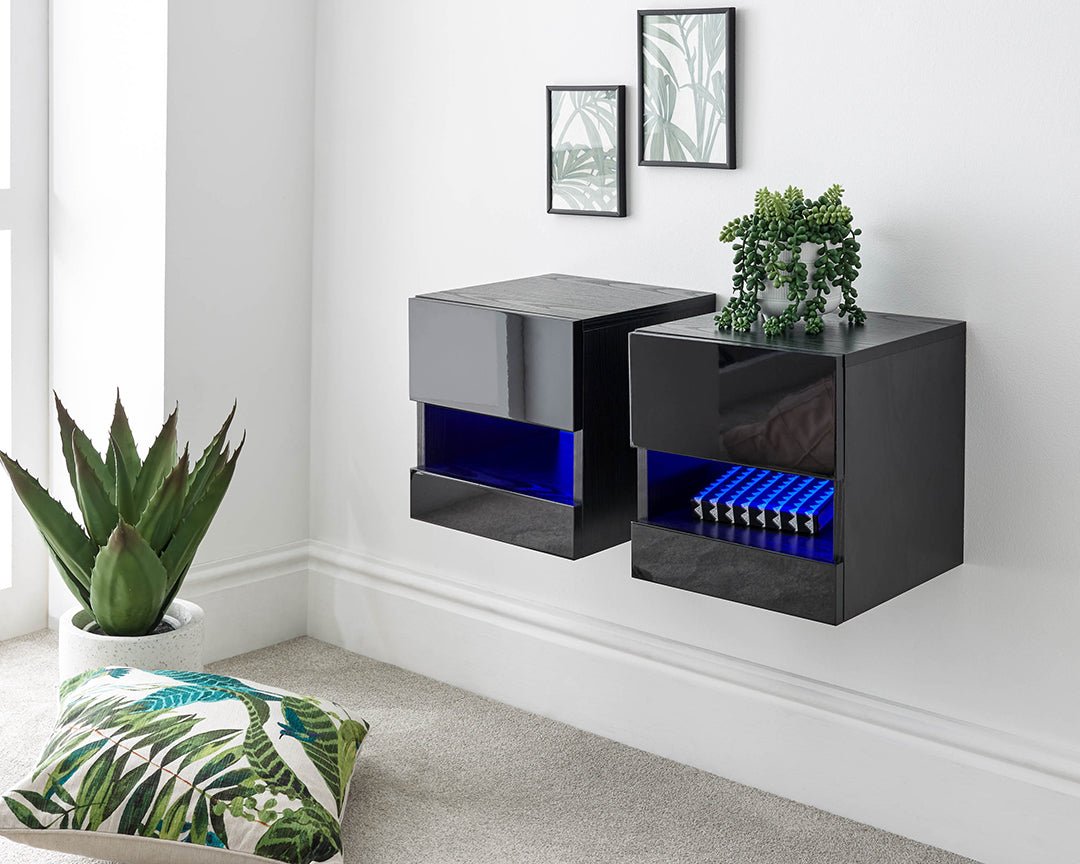Pair of Galicia Wall Hanging Bedside Tables - GFW