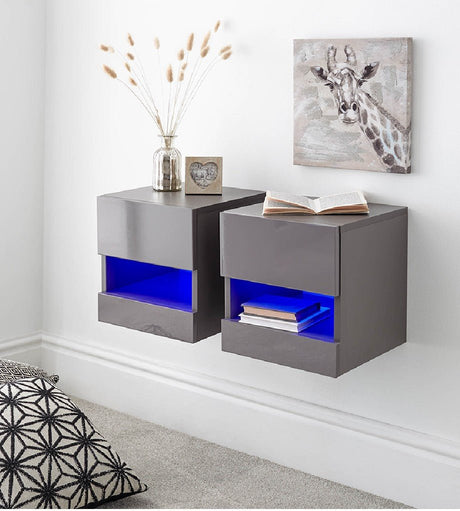 Pair of Galicia Wall Hanging Bedside Tables - GFW