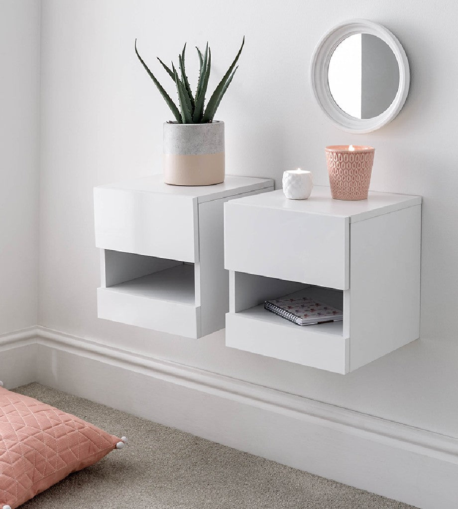 Pair of Galicia Wall Hanging Bedside Tables - GFW