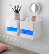 Pair of Galicia Wall Hanging Bedside Tables - GFW