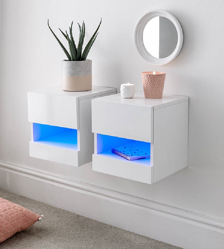 Pair of Galicia Wall Hanging Bedside Tables - GFW