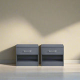 Pair of Highbury 1 Drawer Open Shelf Bedside Tables - Swish Furniture