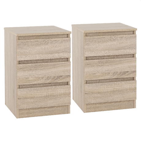 Pair of Malvern 3 Drawer Bedside Tables - Seconique