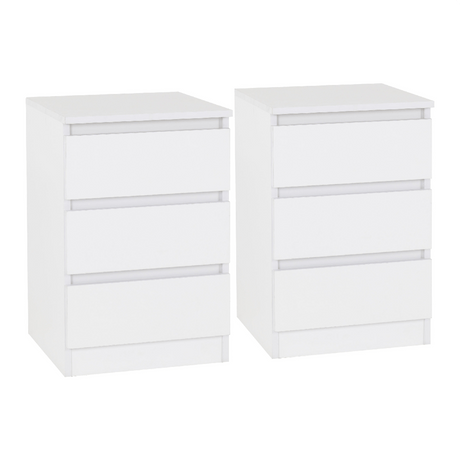Pair of Malvern 3 Drawer Bedside Tables - Seconique