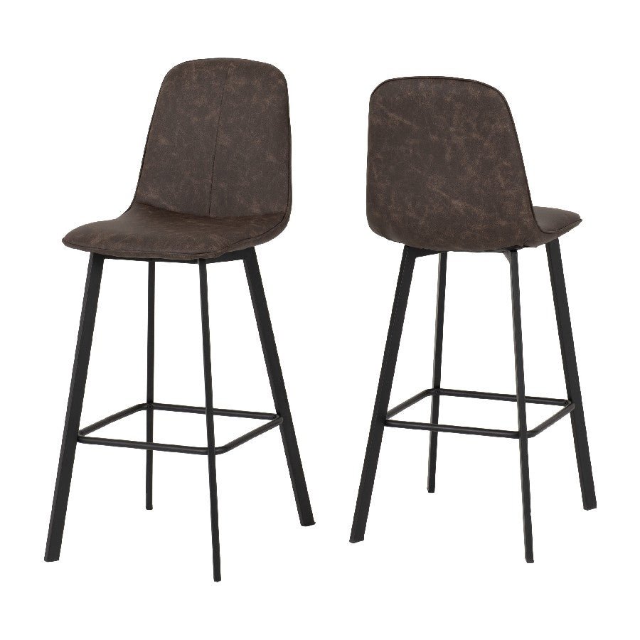 Pair of Quebec Faux Leather Stools - Seconique