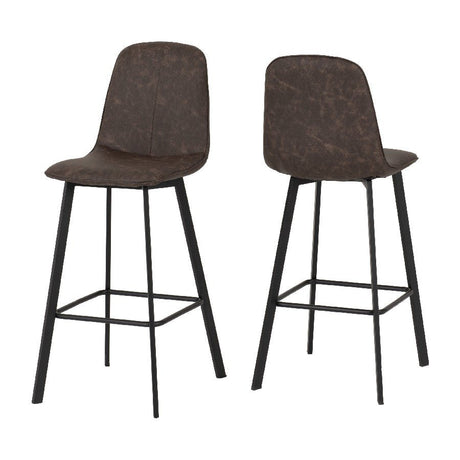 Pair of Quebec Faux Leather Stools - Seconique