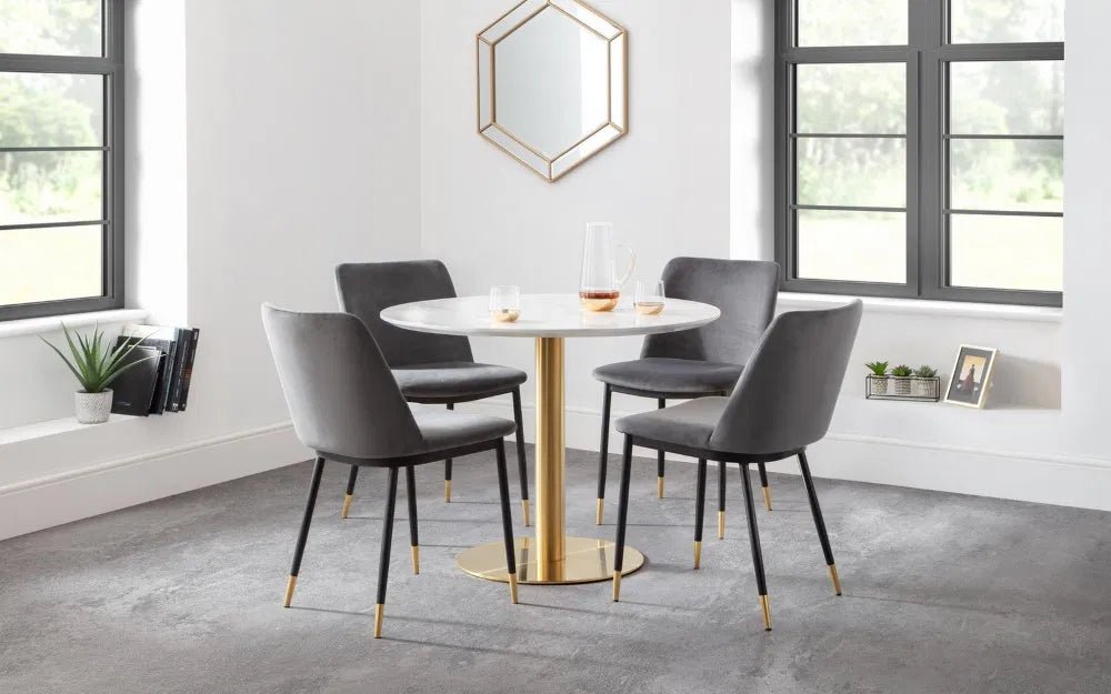 Palermo Marble Effect Round Pedestal Dining Table - Julian Bowen