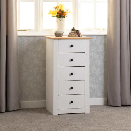 Panama 5 Drawer Narrow Chest Tallboy - Seconique