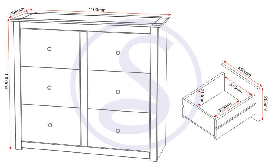 Panama 6 Drawer Chest - Seconique