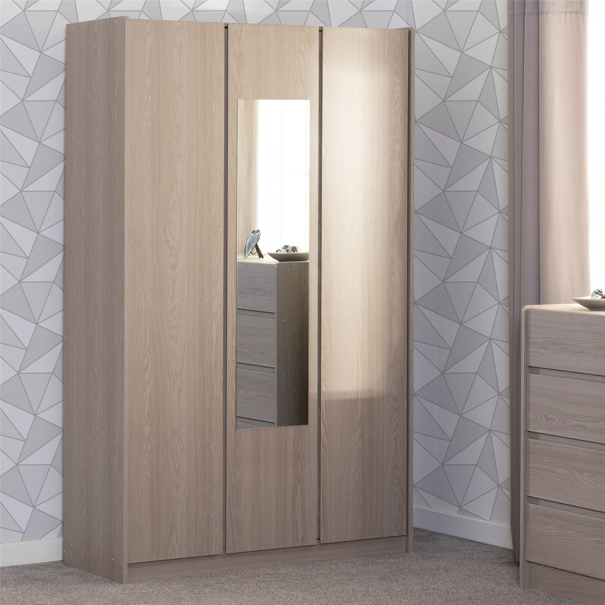 Paris 3 Door Mirrored Wardrobe - Seconique