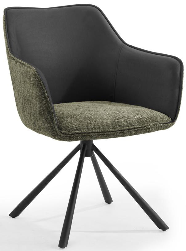 Pearl Two Tone Fabric Swivel Dining Chair - TGC