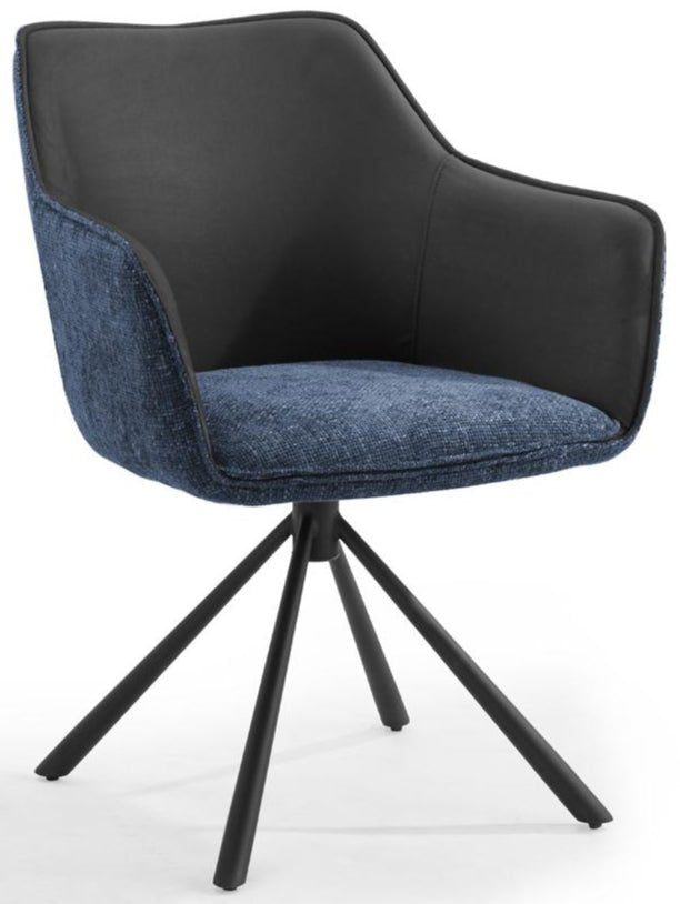 Pearl Two Tone Fabric Swivel Dining Chair - TGC