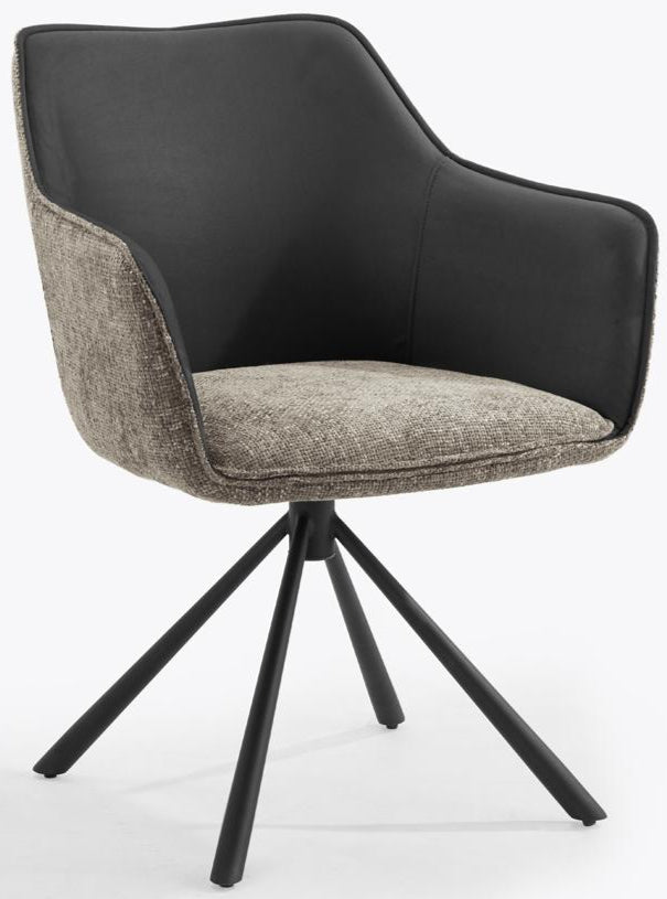 Pearl Two Tone Fabric Swivel Dining Chair - TGC