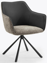 Pearl Two Tone Fabric Swivel Dining Chair - TGC