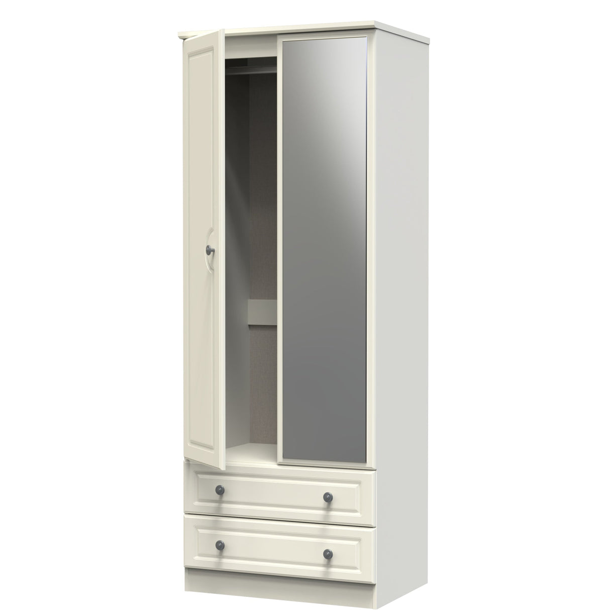 Pembroke Cream 2 Door 2 Drawer Mirrored Wardrobe - Welcome Furniture