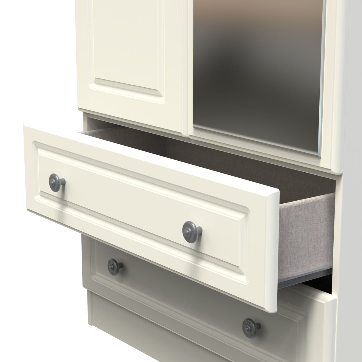 Pembroke Cream 2 Door 2 Drawer Mirrored Wardrobe - Welcome Furniture