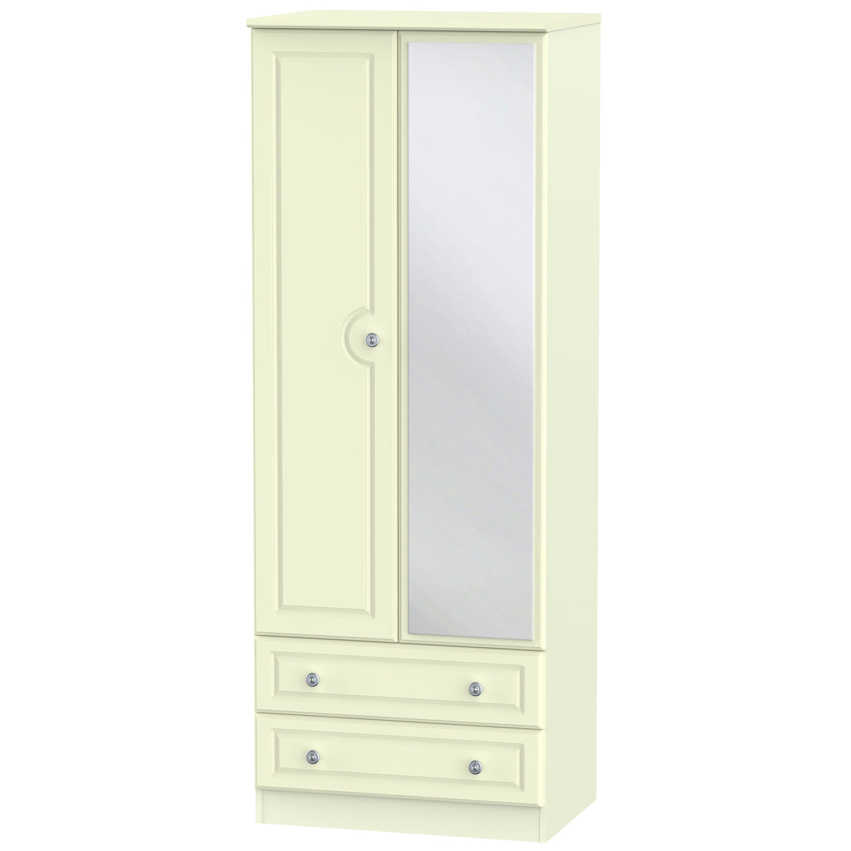 Pembroke Cream Tall 2 Door 2 Drawer Mirrored Wardrobe - Welcome Furniture