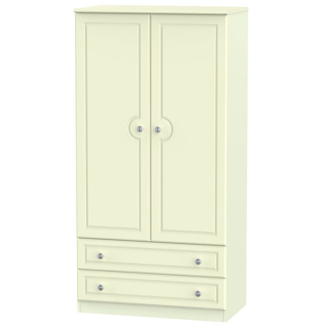 Pembroke Cream Wide 2 Door 2 Drawer Wardrobe - Welcome Furniture