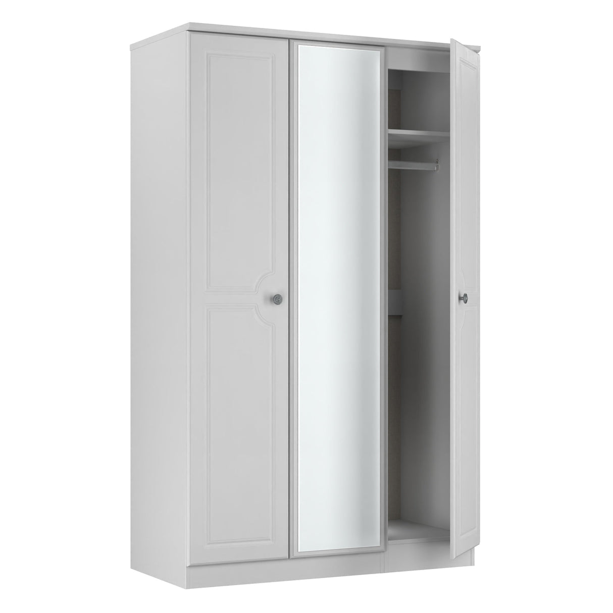 Pembroke Grey Ash 3 Door Mirrored Wardrobe - Welcome Furniture