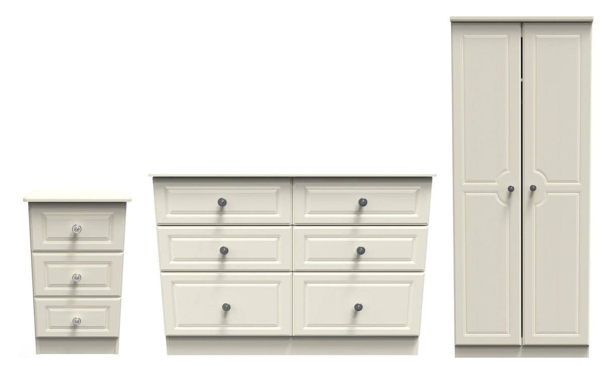 Pembroke Wardrobe, 3 Drawer Bedisde & 6 Drawer Chest - Welcome Furniture
