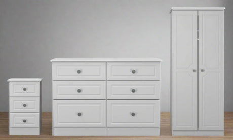 Pembroke Wardrobe, 3 Drawer Bedisde & 6 Drawer Chest - Welcome Furniture
