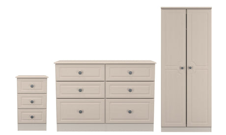 Pembroke Wardrobe, 3 Drawer Bedisde & 6 Drawer Chest - Welcome Furniture