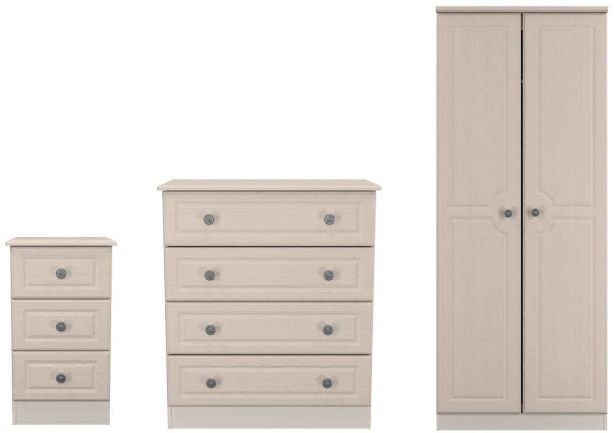 Pembroke Wardrobe, 3 Drawer Bedside & 4 Drawer Chest - Welcome Furniture