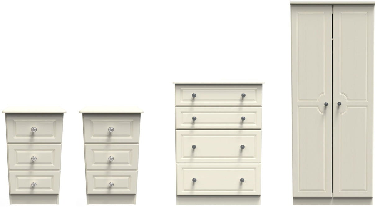Pembroke Wardrobe, 3 Drawer Bedsides & 4 Drawer Chest - Welcome Furniture