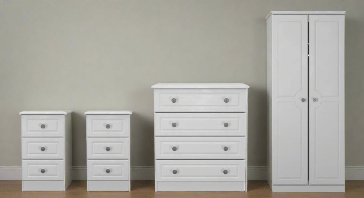 Pembroke Wardrobe, 3 Drawer Bedsides & 4 Drawer Chest - Welcome Furniture
