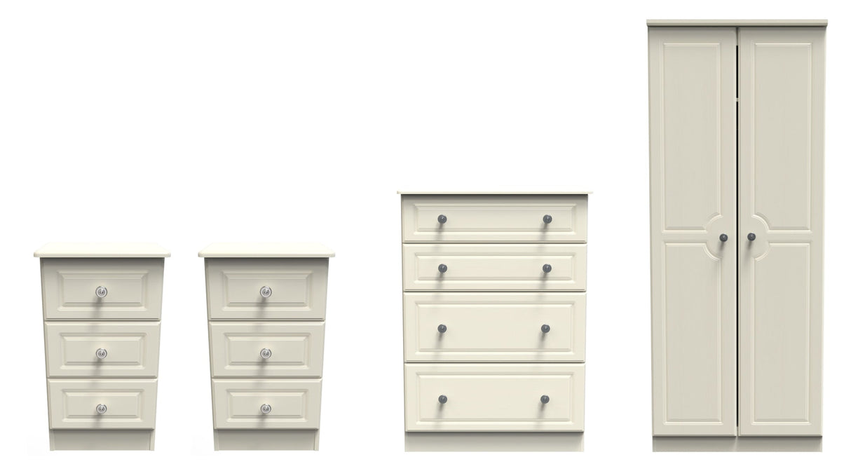 Pembroke Wardrobe, 3 Drawer Bedsides & 4 Drawer Chest - Welcome Furniture