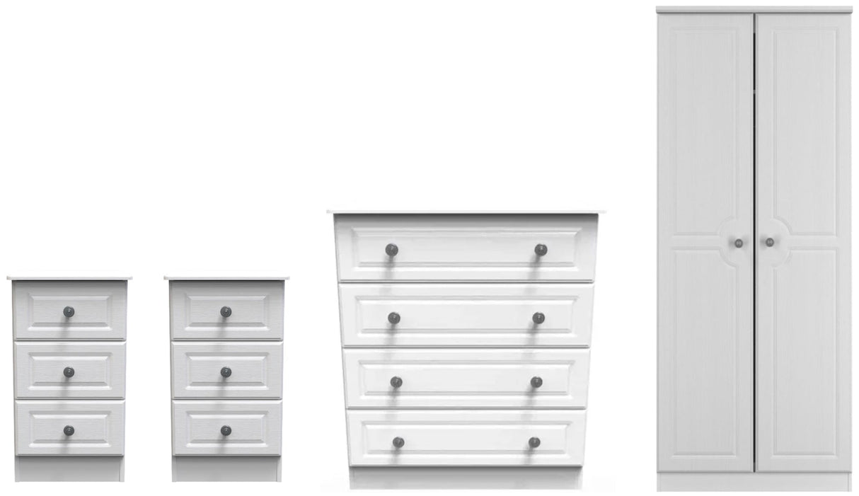Pembroke Wardrobe, 3 Drawer Bedsides & 4 Drawer Chest - Welcome Furniture