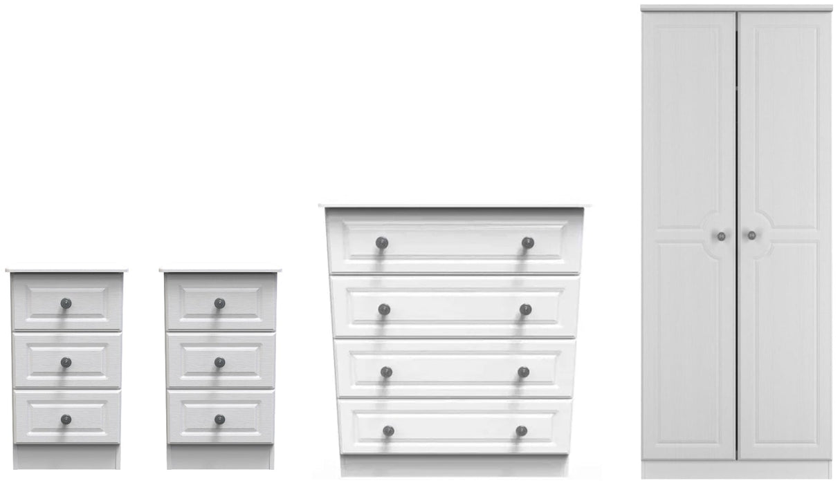 Pembroke Wardrobe, 3 Drawer Bedsides & 4 Drawer Chest - Welcome Furniture
