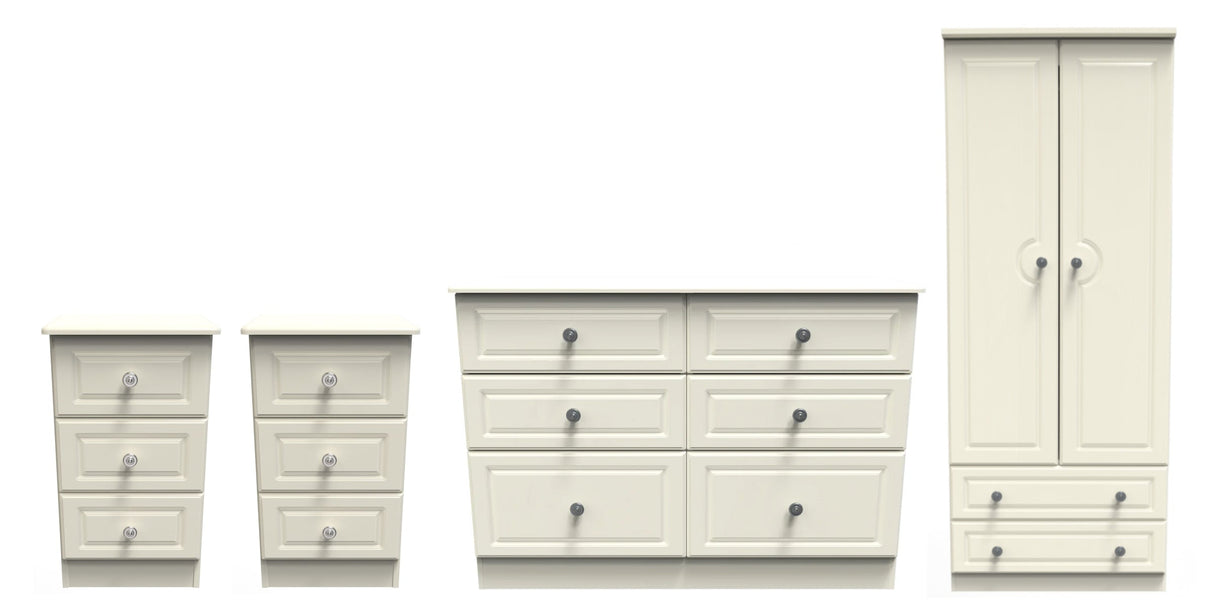 Pembroke Wardrobe, 3 Drawer Bedsides & 6 Drawer Chest - Welcome Furniture