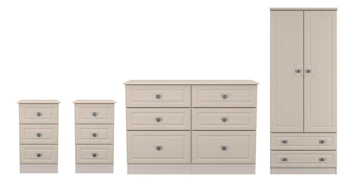 Pembroke Wardrobe, 3 Drawer Bedsides & 6 Drawer Chest - Welcome Furniture