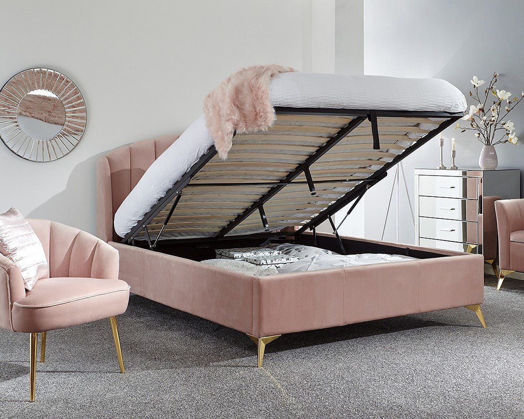 Pettine Velvet Ottoman Bed - GFW