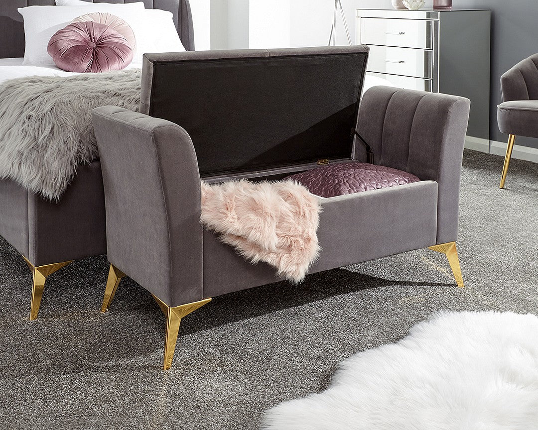 Pettine Velvet Ottoman Storage Bench - GFW