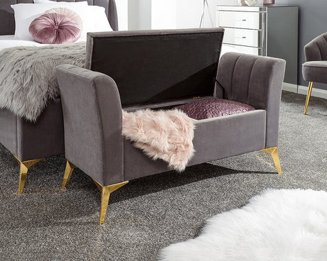 Pettine Velvet Ottoman Storage Bench - GFW