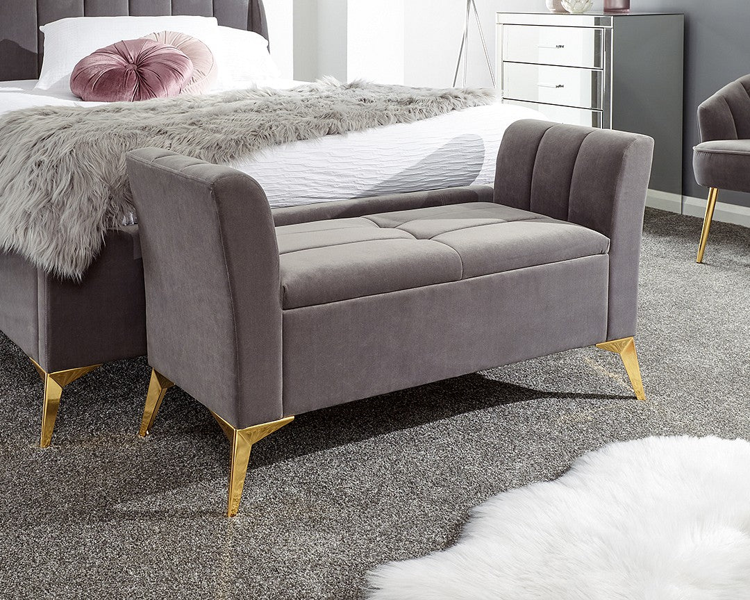 Pettine Velvet Ottoman Storage Bench - GFW