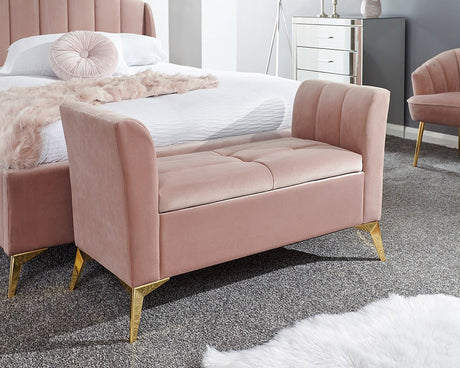Pettine Velvet Ottoman Storage Bench - GFW