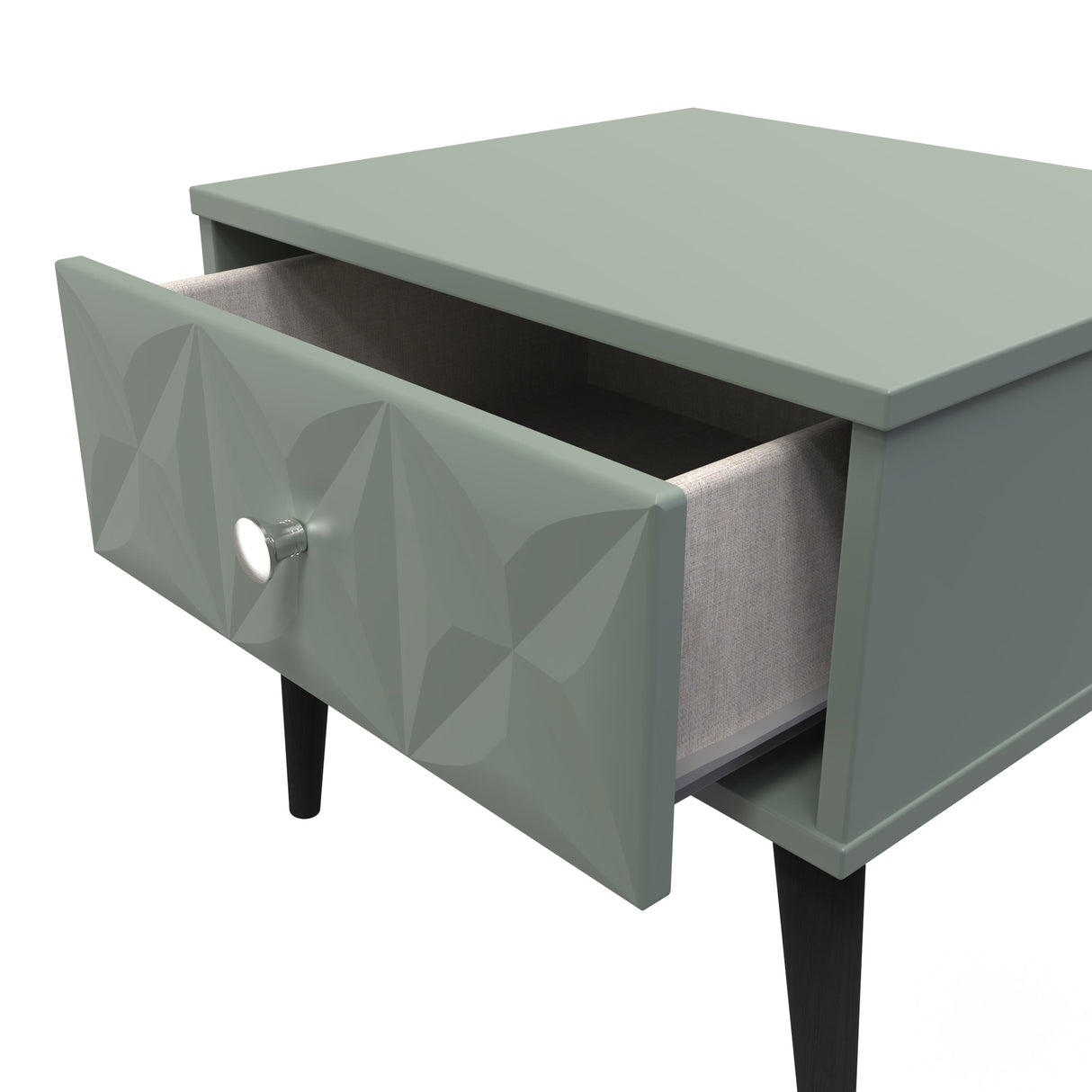 Pixel 1 Drawer Bedside Cabinet with Dark Scandinavian Legs - Welcome Furniture