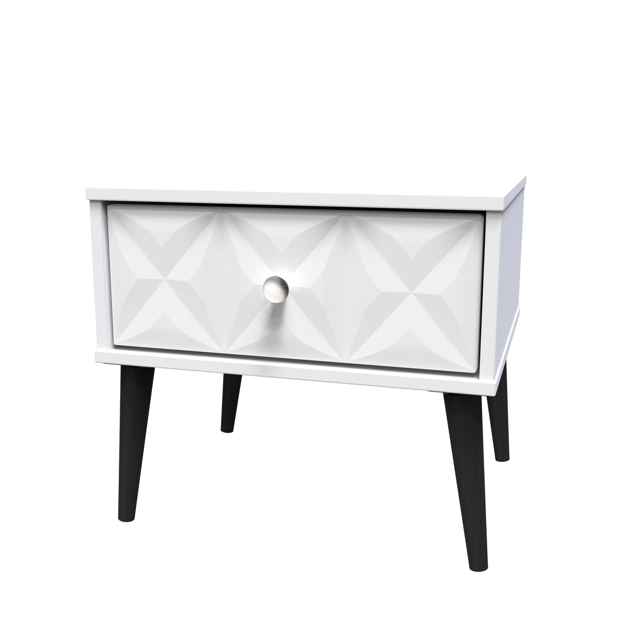 Pixel 1 Drawer Bedside Cabinet with Dark Scandinavian Legs - Welcome Furniture