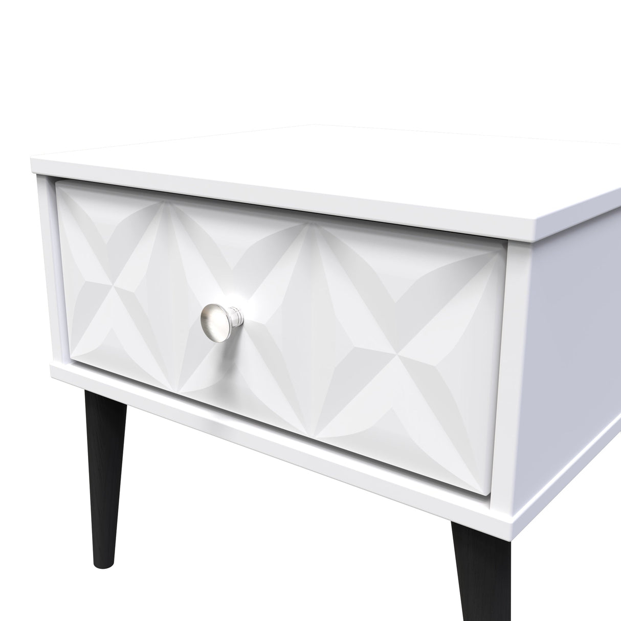 Pixel 1 Drawer Bedside Cabinet with Dark Scandinavian Legs - Welcome Furniture
