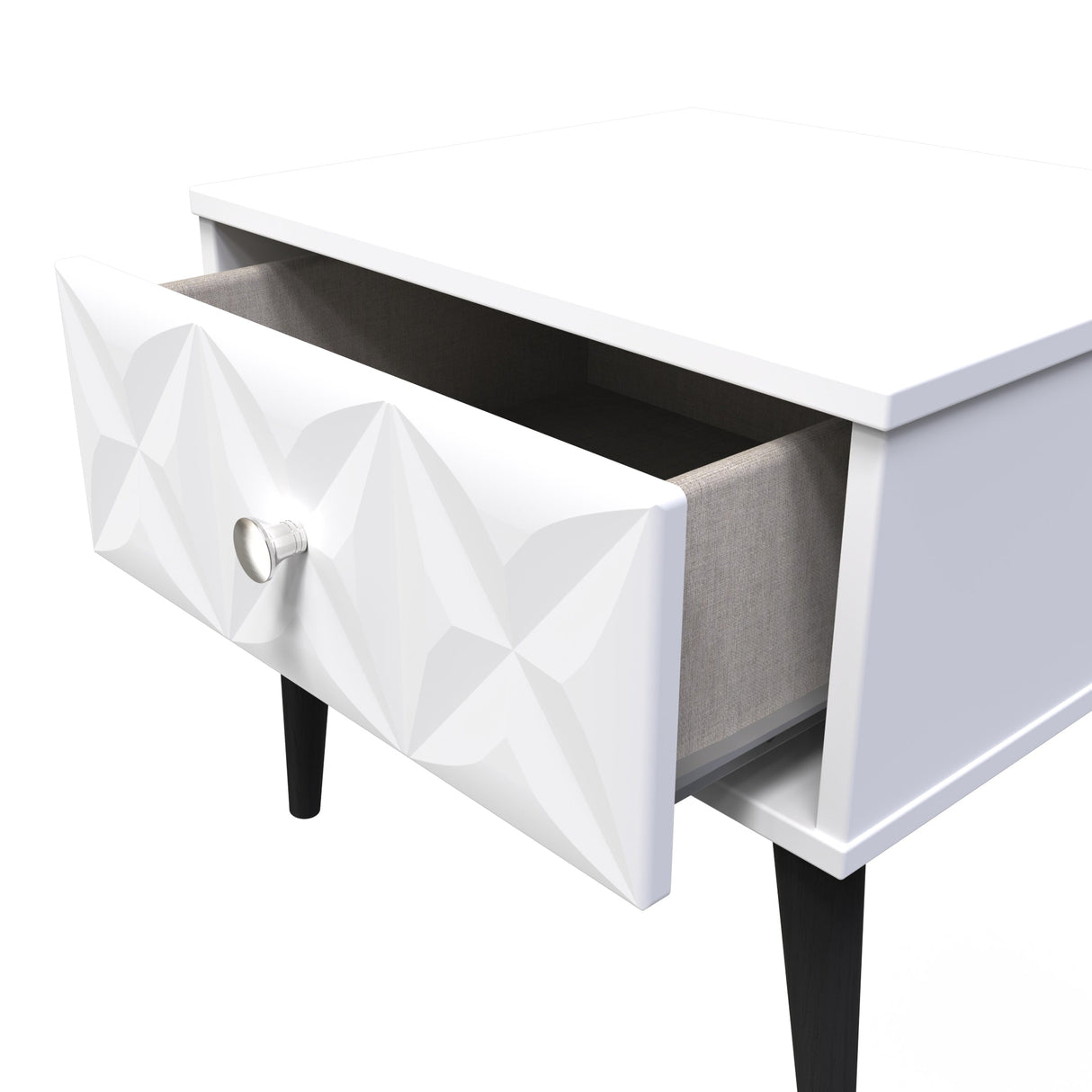 Pixel 1 Drawer Bedside Cabinet with Dark Scandinavian Legs - Welcome Furniture