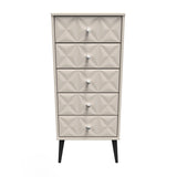 Pixel 5 Drawer Bedside Cabinet with Dark Scandinavian Legs - Welcome Furniture